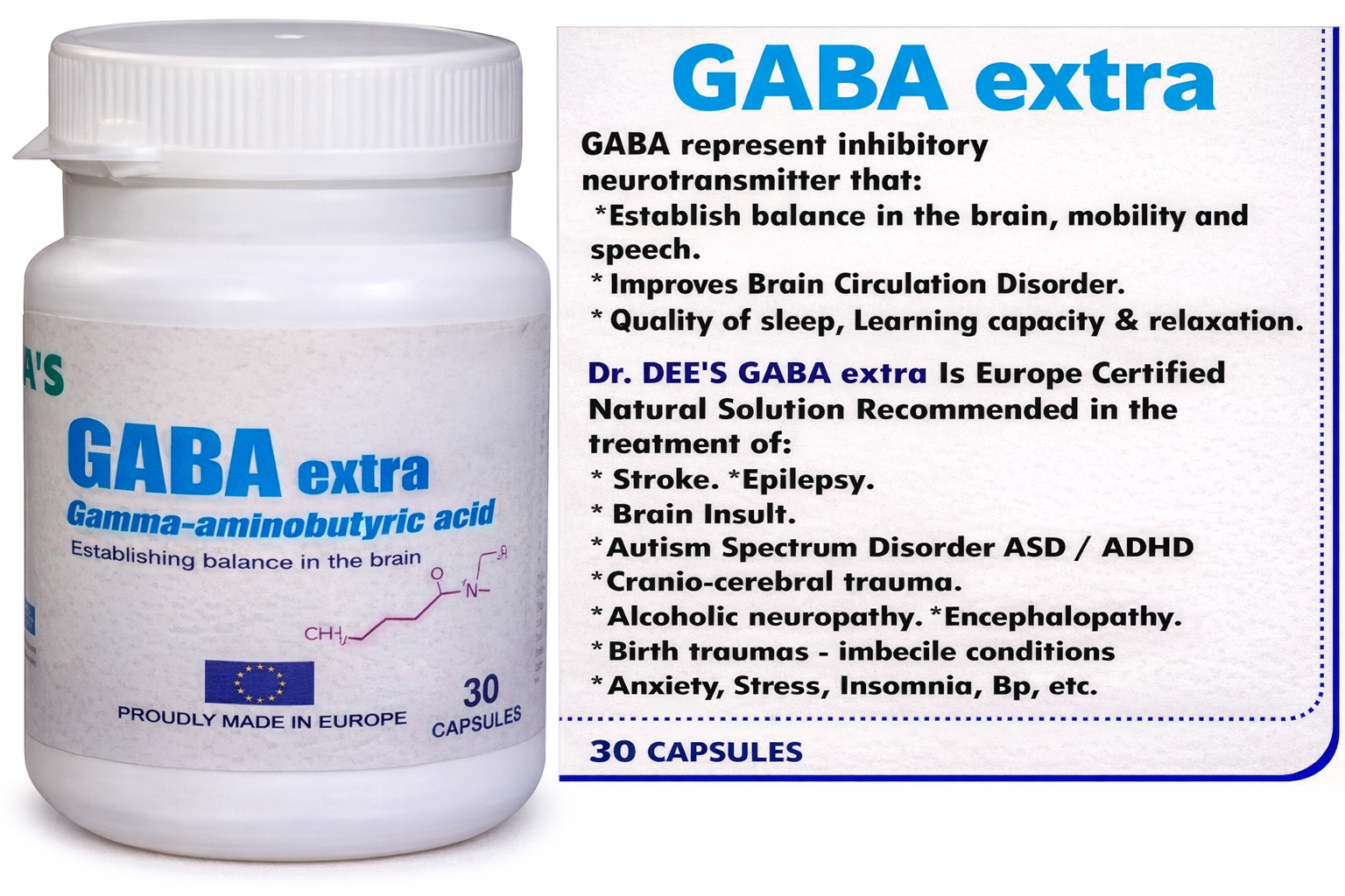 GABA EXTRA capsules bottle for neurological balance